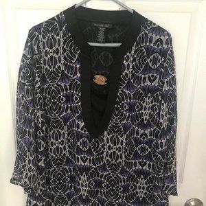 *New w/ tags!* Purple & Black Moonlight Bay sheer blouse XL